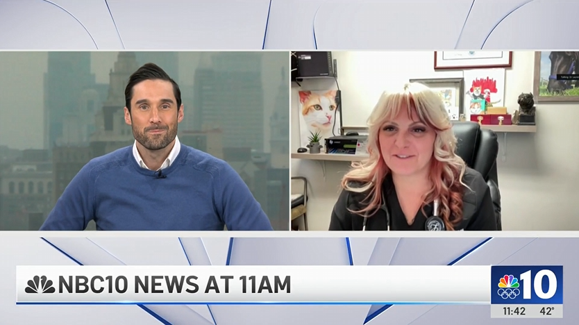 Dr. Lauren Cohn being interviewed remotely on NBC Philadelphia